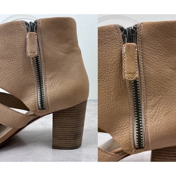 Eileen Fisher Women Size 8 Tan Leather Vero Cuoio Strappy Stack Heel Sandals - Picture 10 of 13